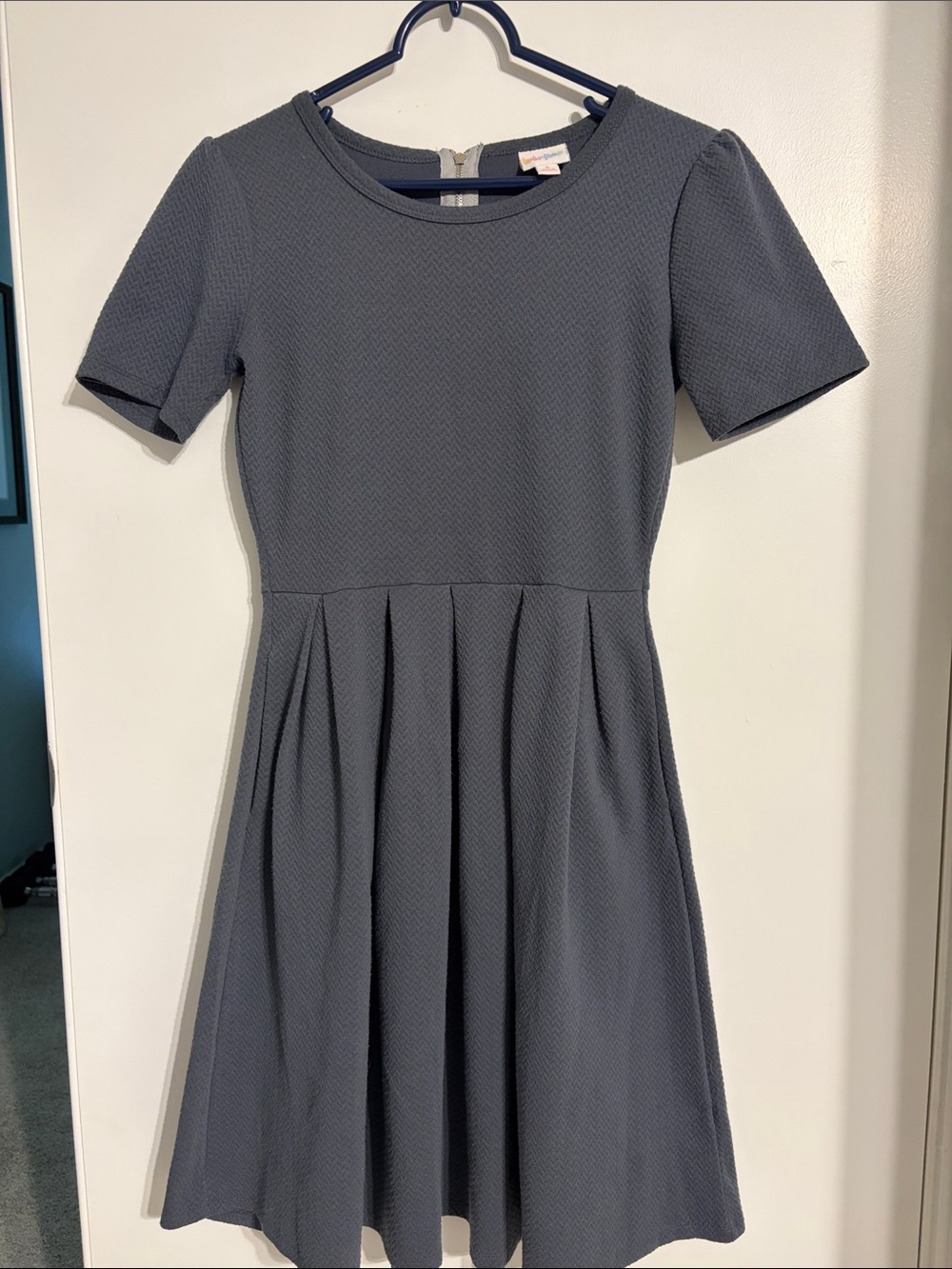 LuLaRoe Gray Textured Short-Sleeve Fit & Flare Dress